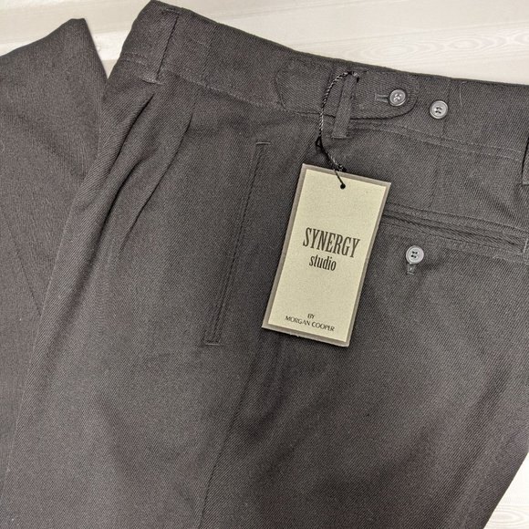 Synergy Studio / Morgan Cooper Pants Men 36 x 32 Wool Blend Business Black *NEW* - Picture 5 of 7